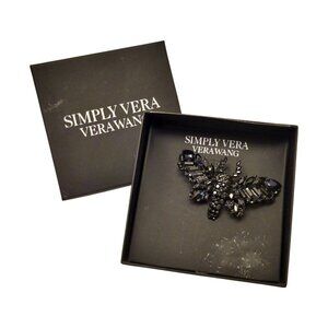 NEW SIMPLY VERA WANG Fashion Pin BUTTERFLY Beaded BLACK Brooch Pin Bug Insect